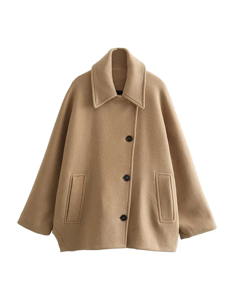 RANA Chic Wool Blend Short Trench Coat Pea coat