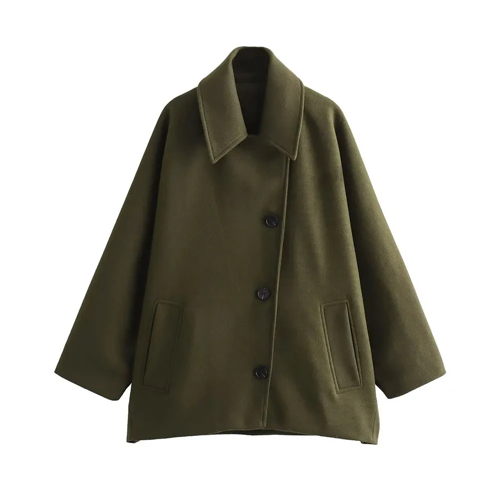 RANA Chic Wool Blend Short Trench Coat Pea coat