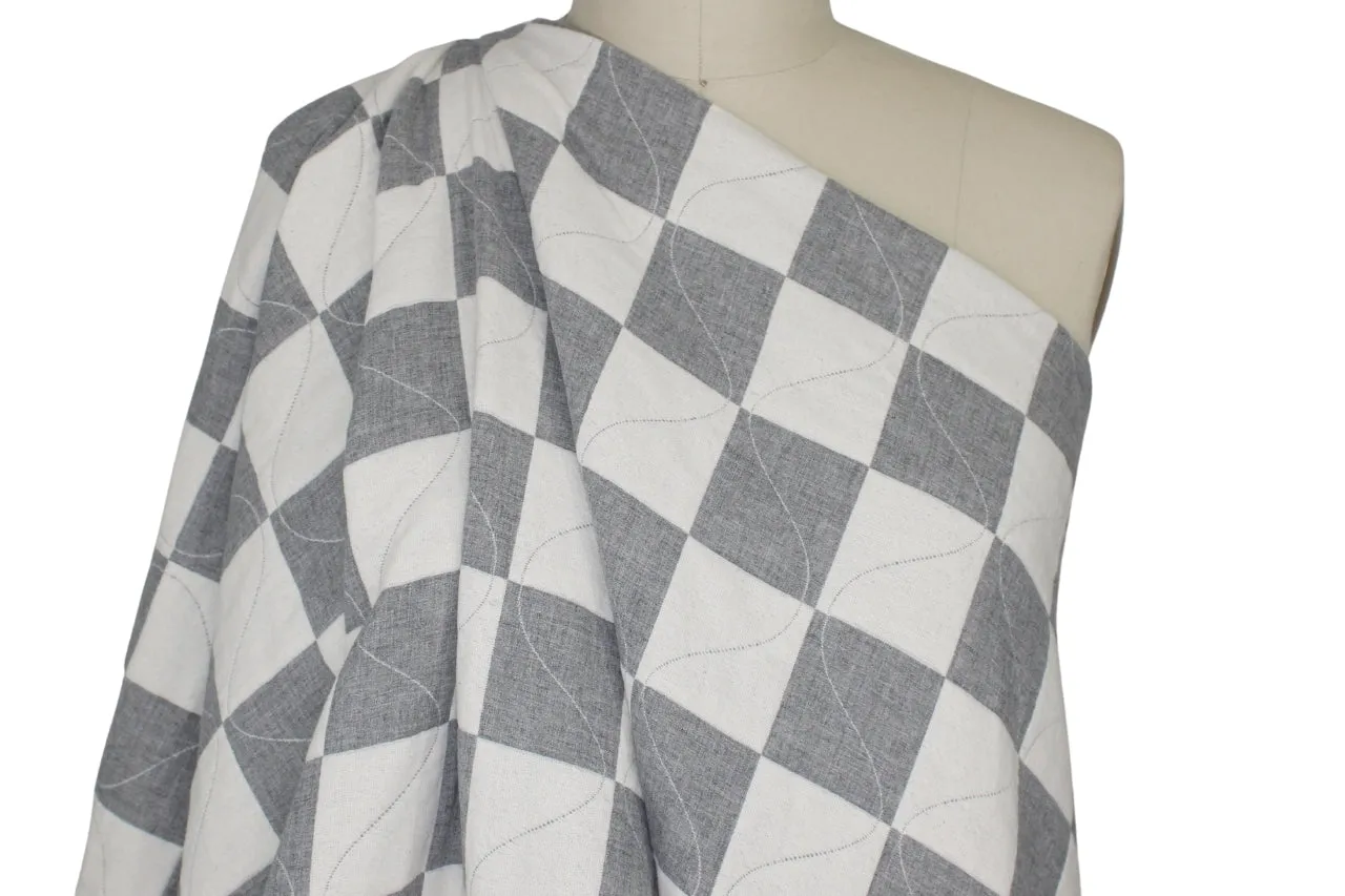 Reversible Quilted "Patchwork" Cotton Double Cloth - Gray/Natural