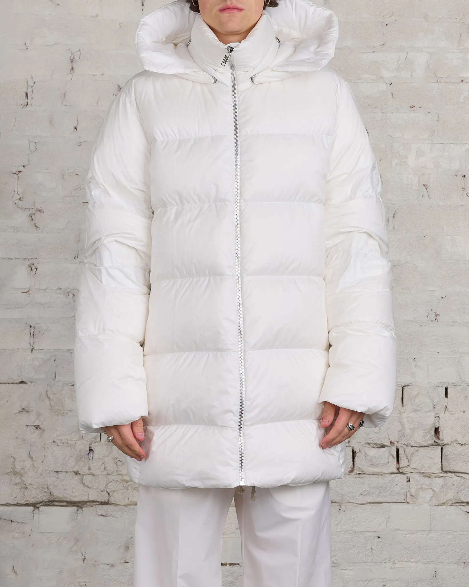 Rick Owens Moncler Hooded Cyclopic Coat Milk