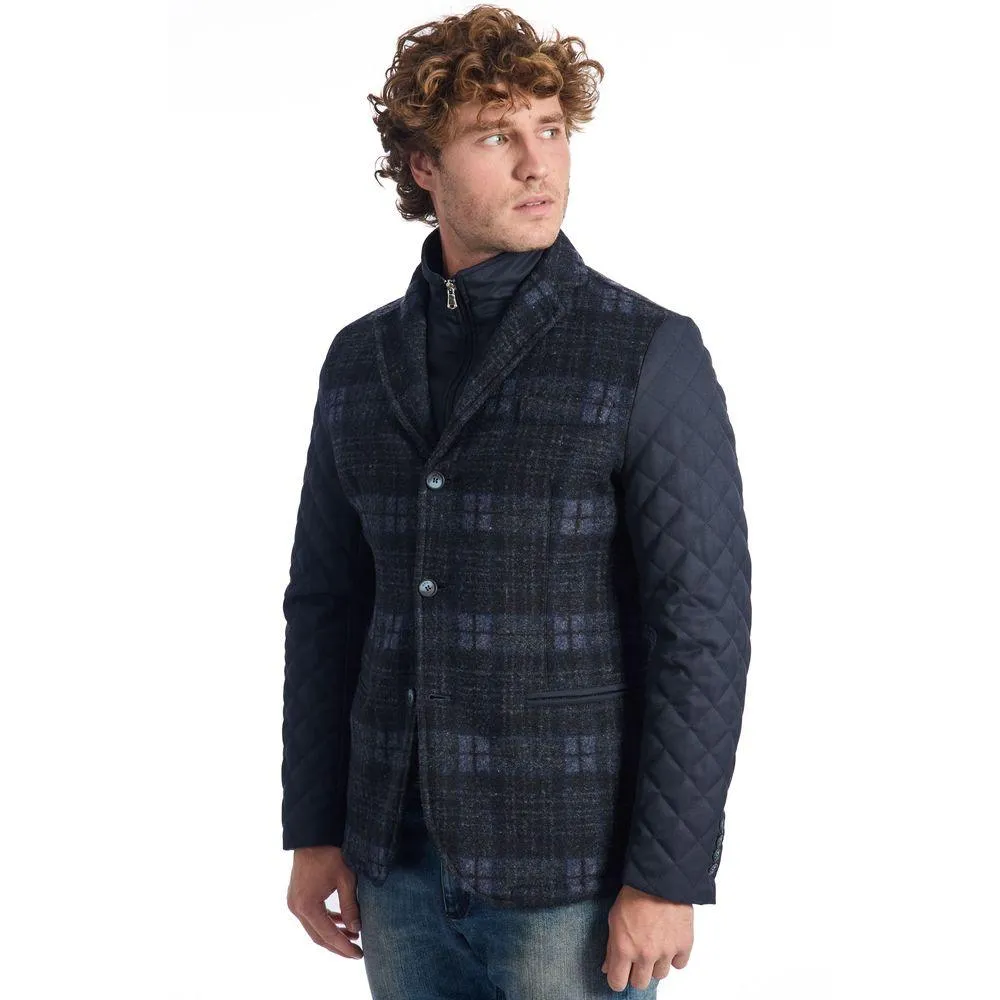 Roberto Pepe Luxury Blue Wool Mens Jacket