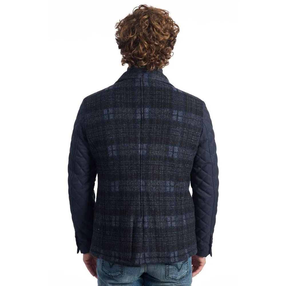 Roberto Pepe Luxury Blue Wool Mens Jacket