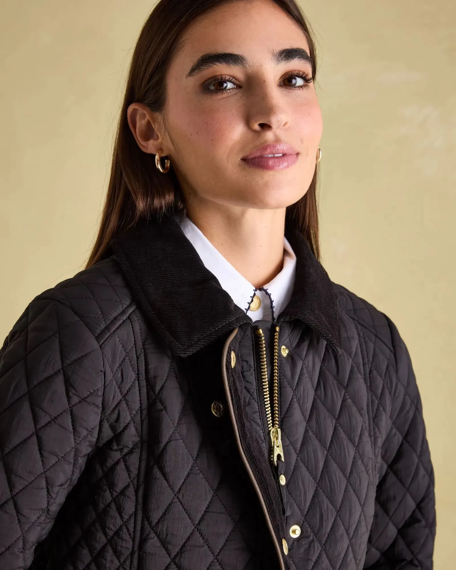 Rosewell Black Showerproof Longline Diamond Quilted Coat