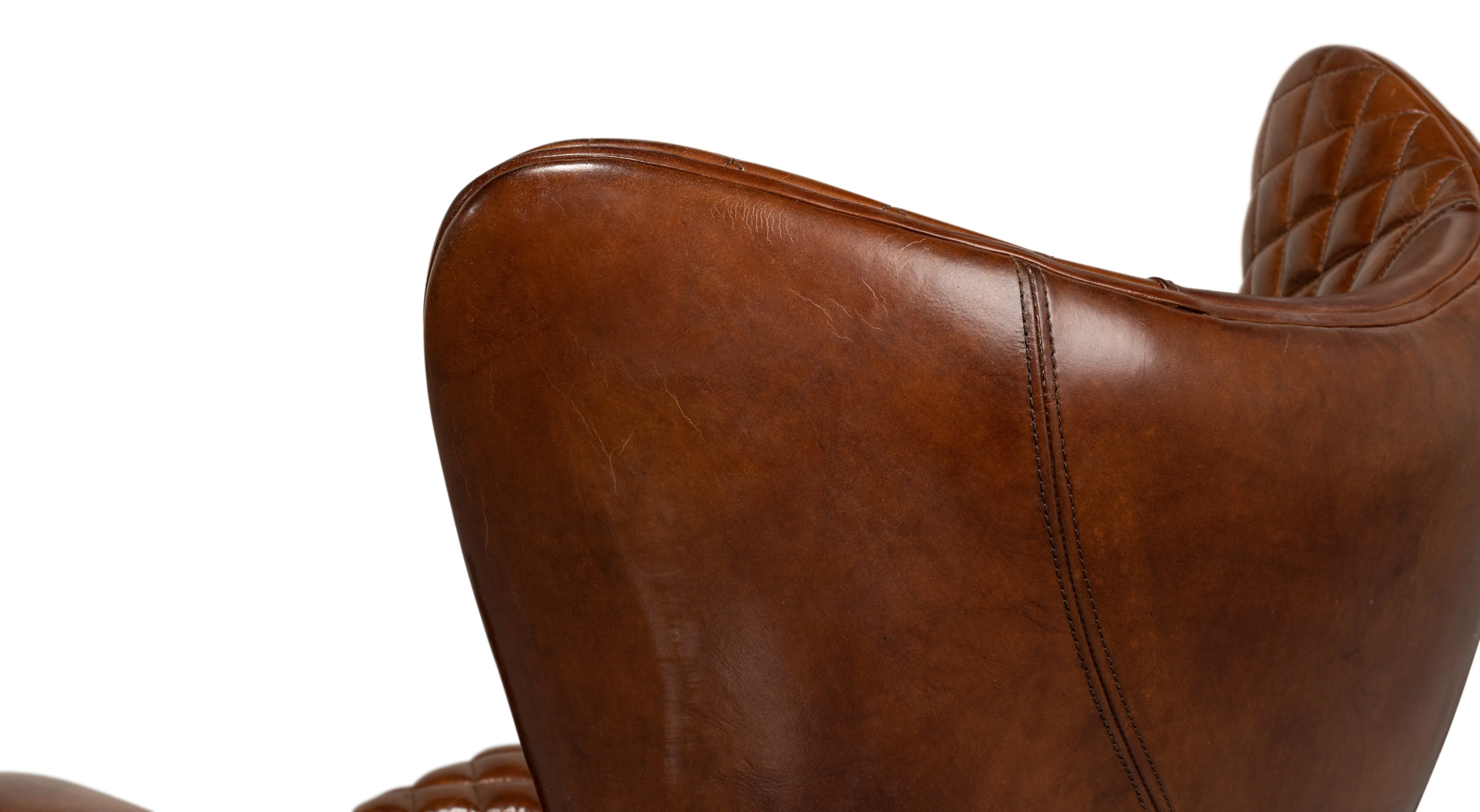 Sarreid - Quilted Vintage Havana Lthr Wing Chair - Brown - Modern