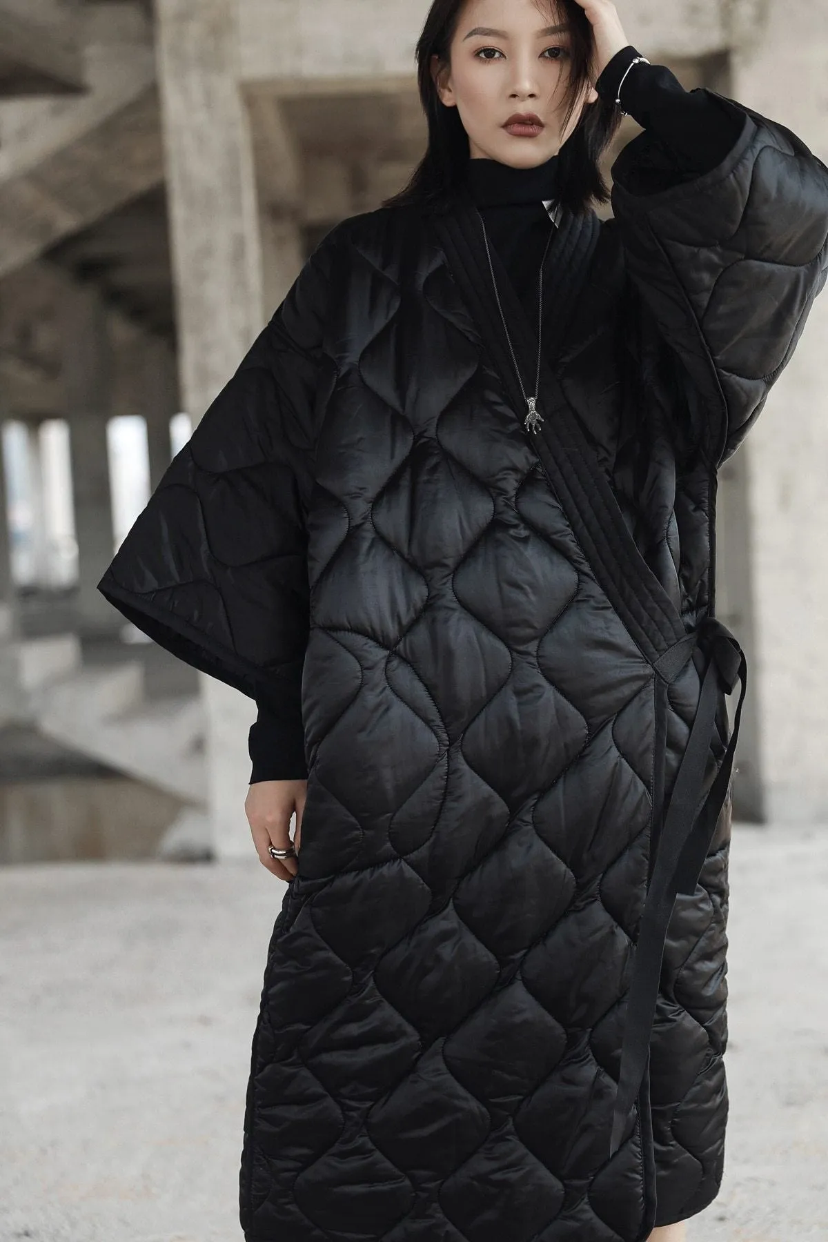 Satoko V-collar Quilted Coat by Marigold Shadows