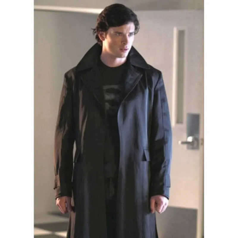 Smallville Clark Kent Superman Black Leather Trench Coat