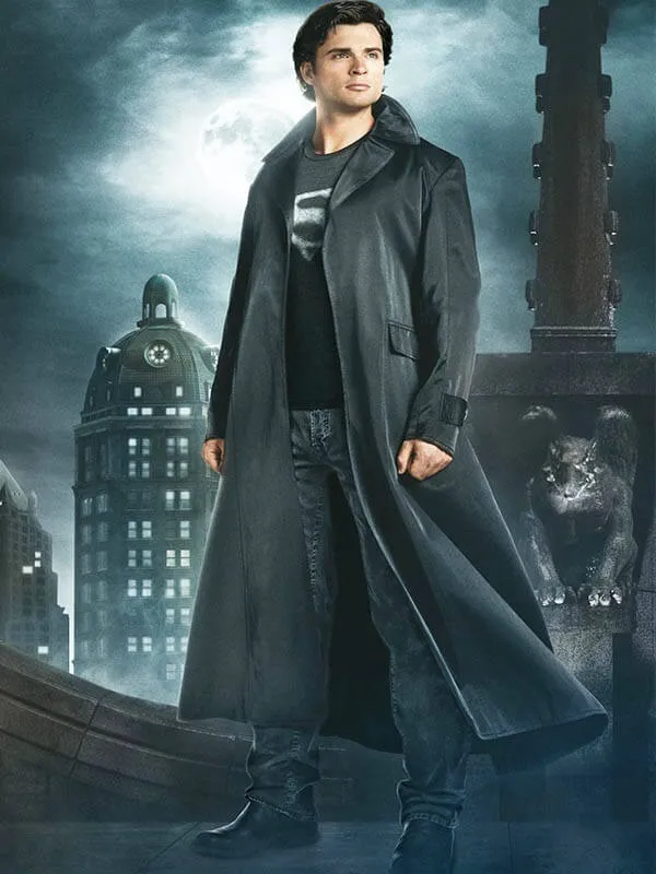 Smallville Clark Kent Superman Black Leather Trench Coat