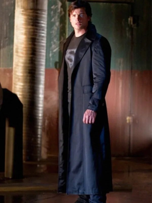 Smallville Clark Kent Superman Black Leather Trench Coat