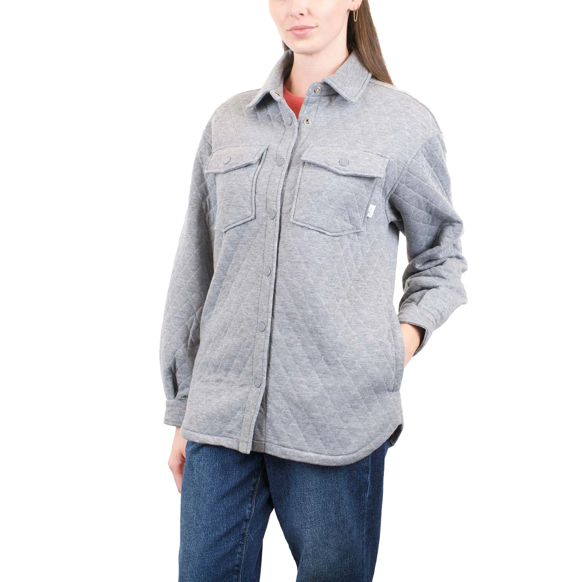 Snap Front Quilt Shirt Jacket