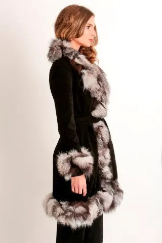 Suede and  Fox Fur Coat