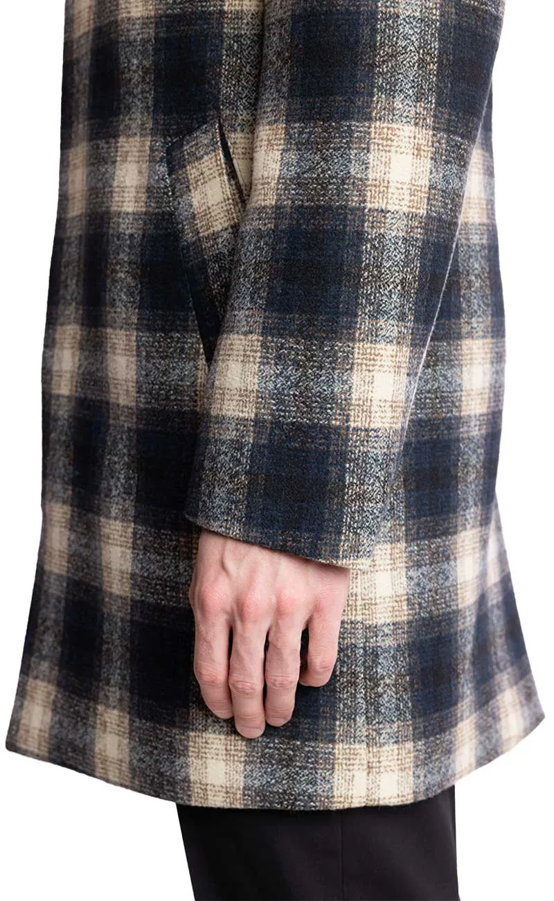 Topper Coat - slim - Navy Cream Buffalo Plaid