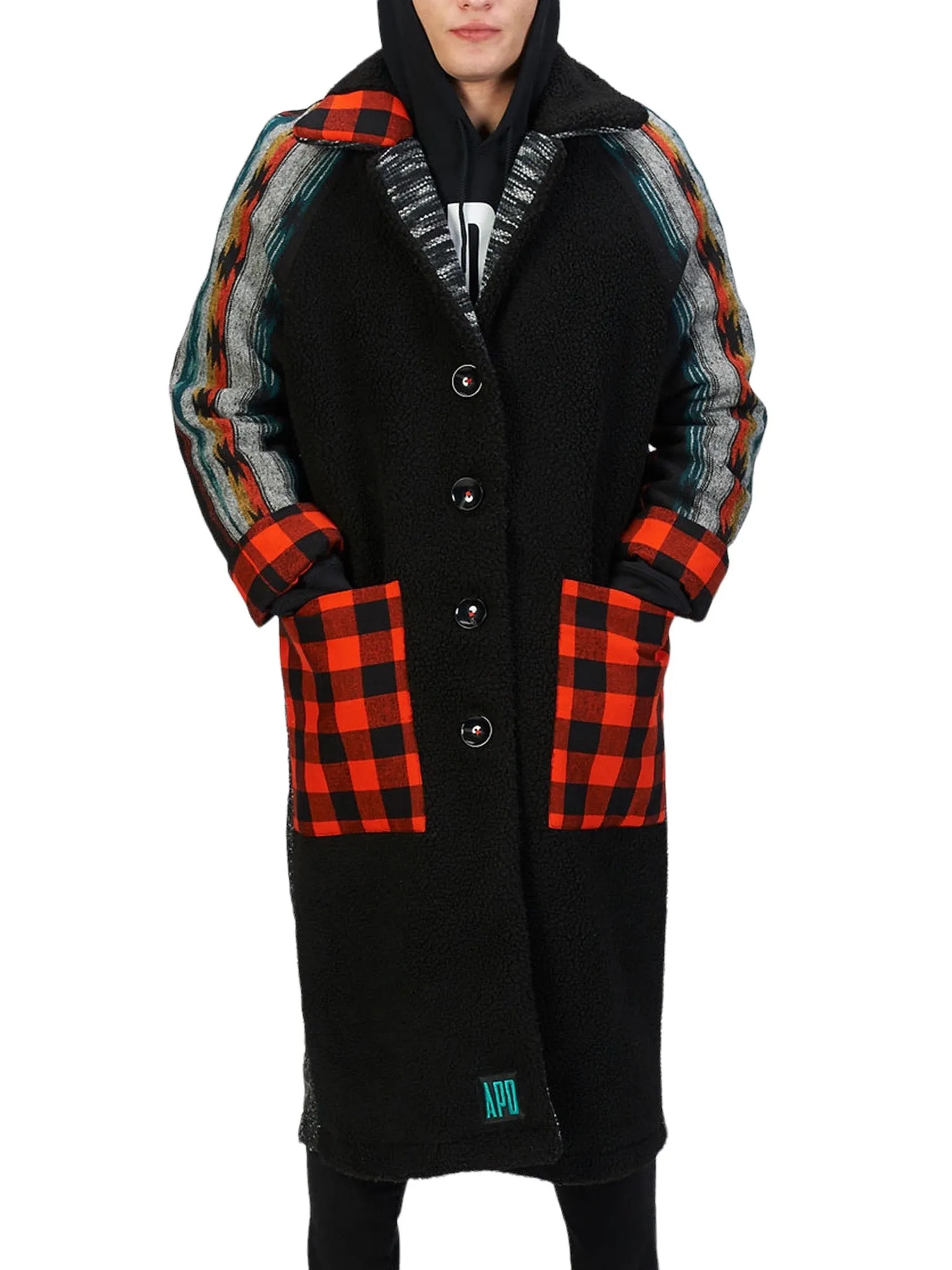 Trench Coat in Wool and Patchwork