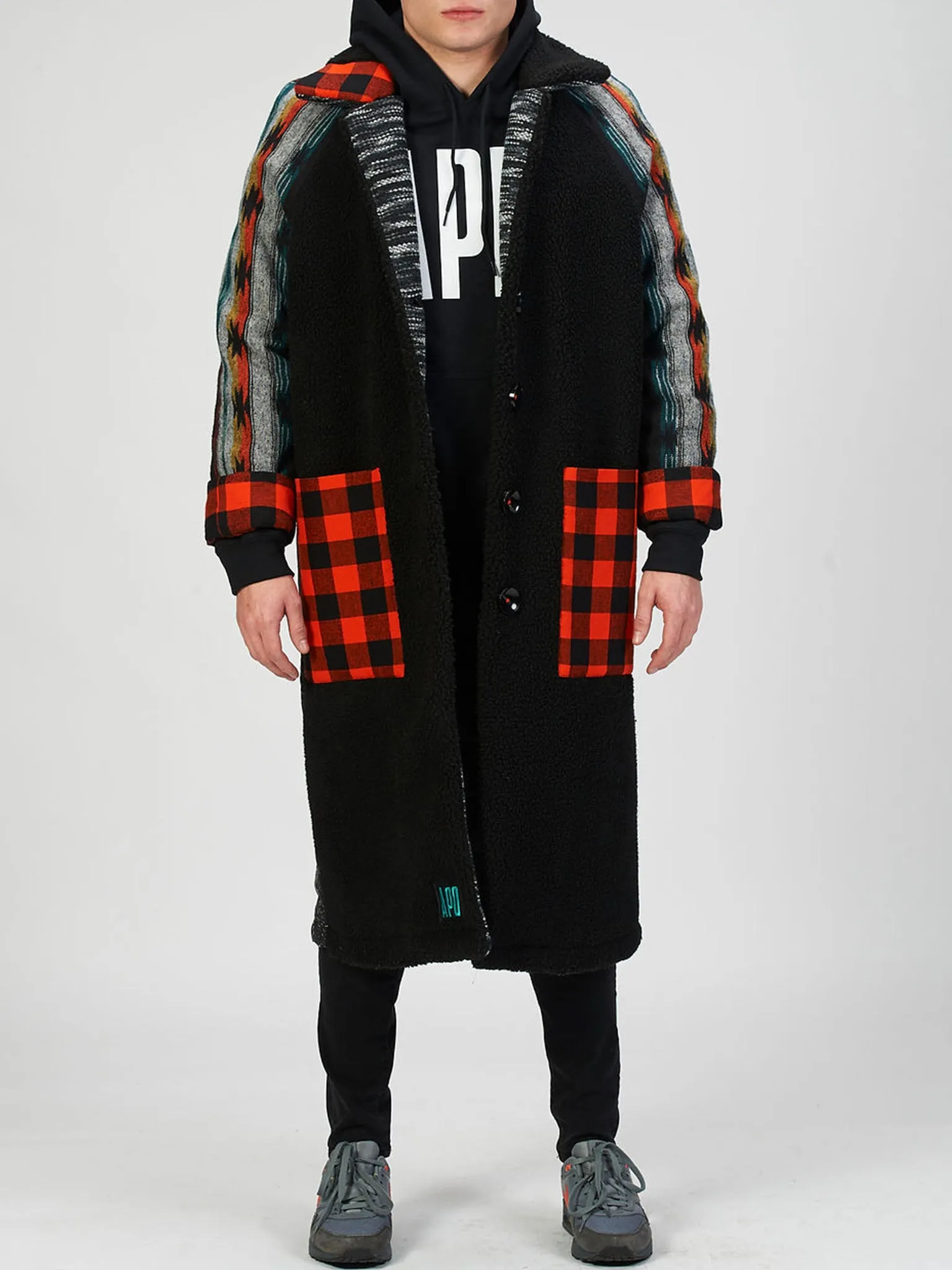 Trench Coat in Wool and Patchwork