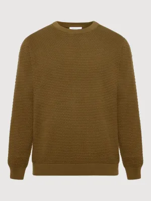 Vagn Pullover Bubble Knit Olive Man | Knowledge Cotton Apparel