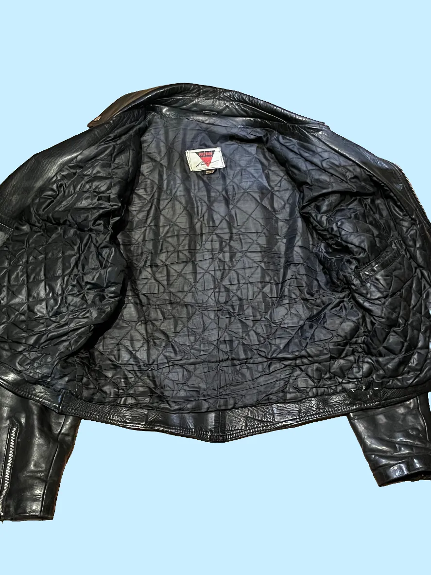 Vintage Full-Bore Rodeo Black Leather Moto Jacket