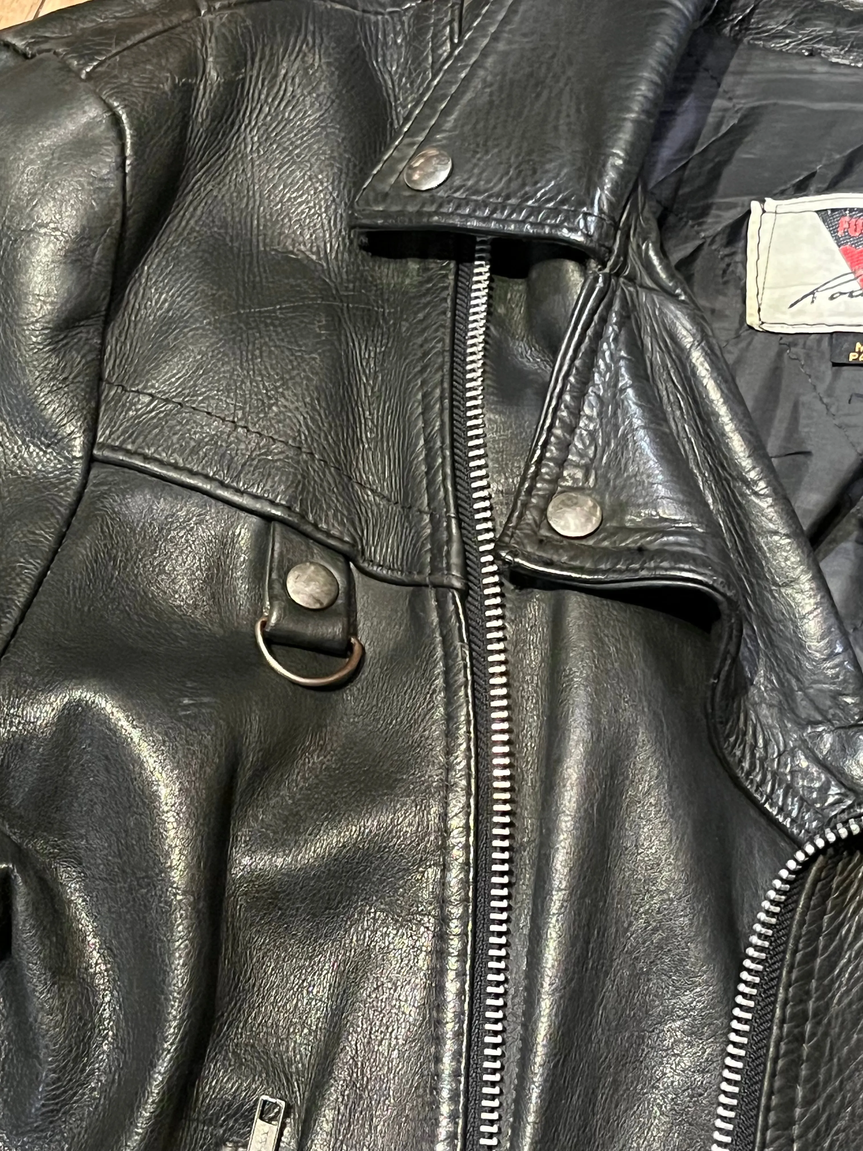 Vintage Full-Bore Rodeo Black Leather Moto Jacket