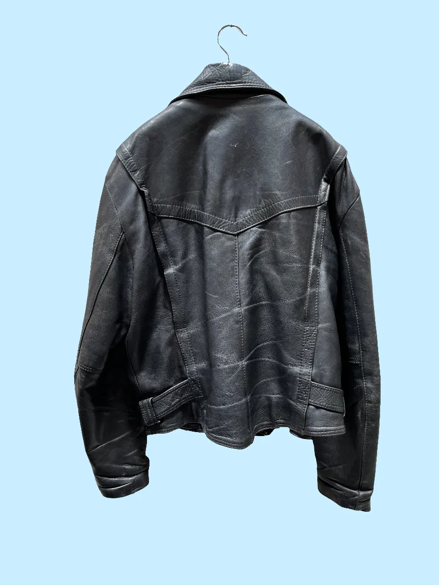 Vintage Full-Bore Rodeo Black Leather Moto Jacket