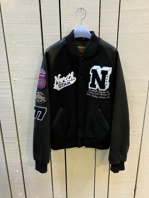 Vintage North Star Black Varsity Jacket, Made in Canada, Size Medium