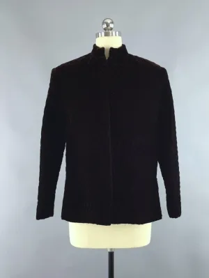 Vintage Ruth McCulloch Brown Quilted Velvet Jacket