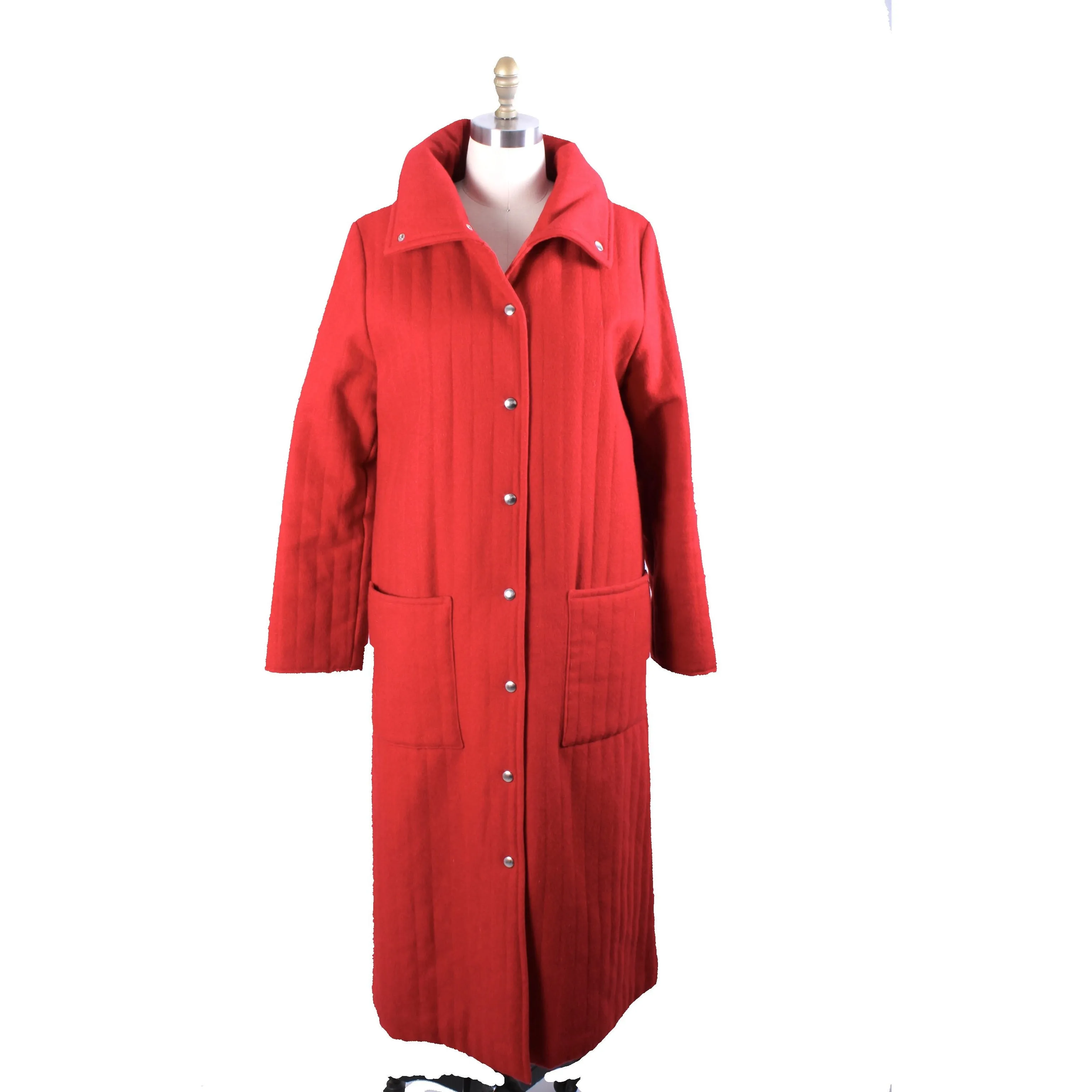 Vintage Vuokko Suomi Finland Coat Red Wool 1970s US Size 6-8 EU 38