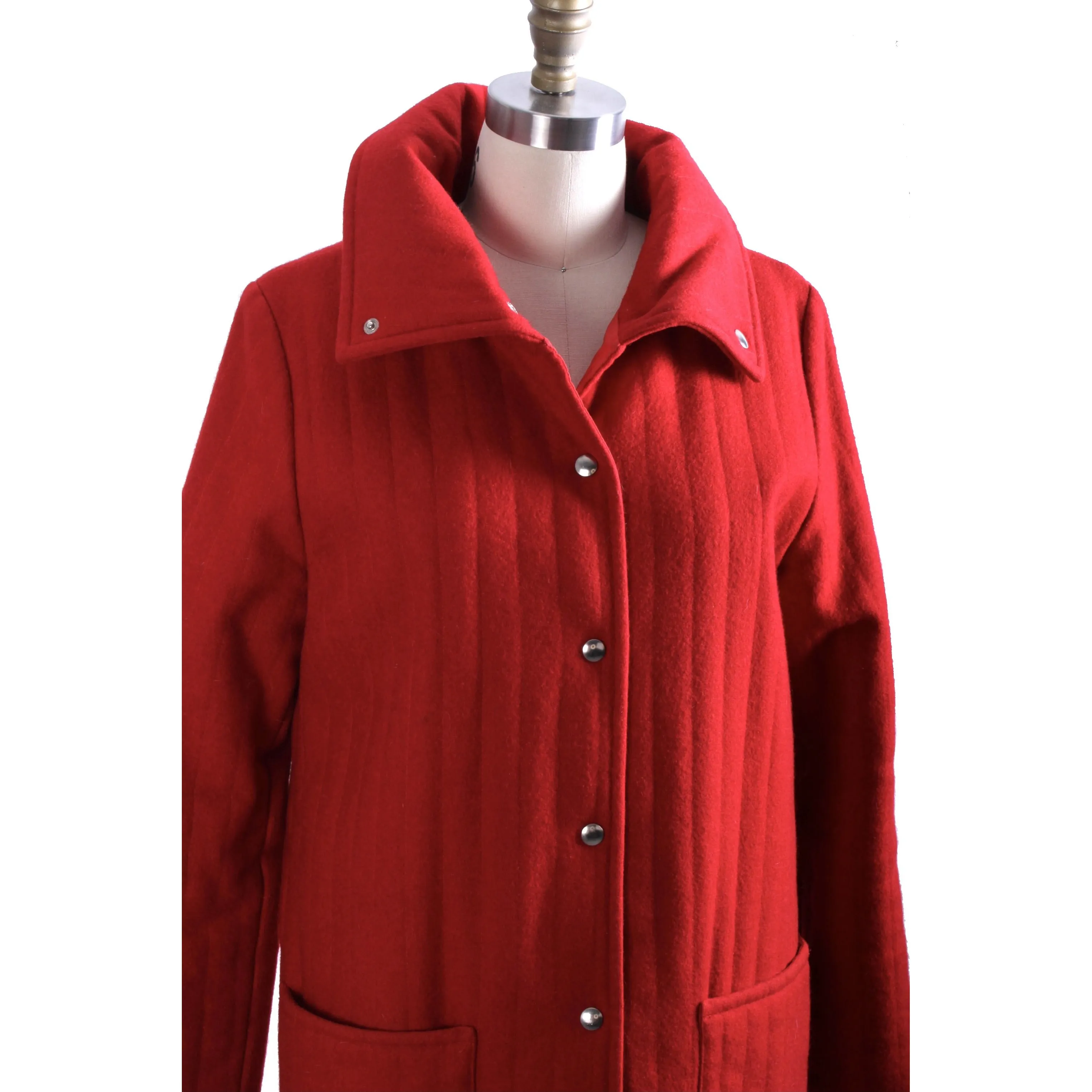 Vintage Vuokko Suomi Finland Coat Red Wool 1970s US Size 6-8 EU 38