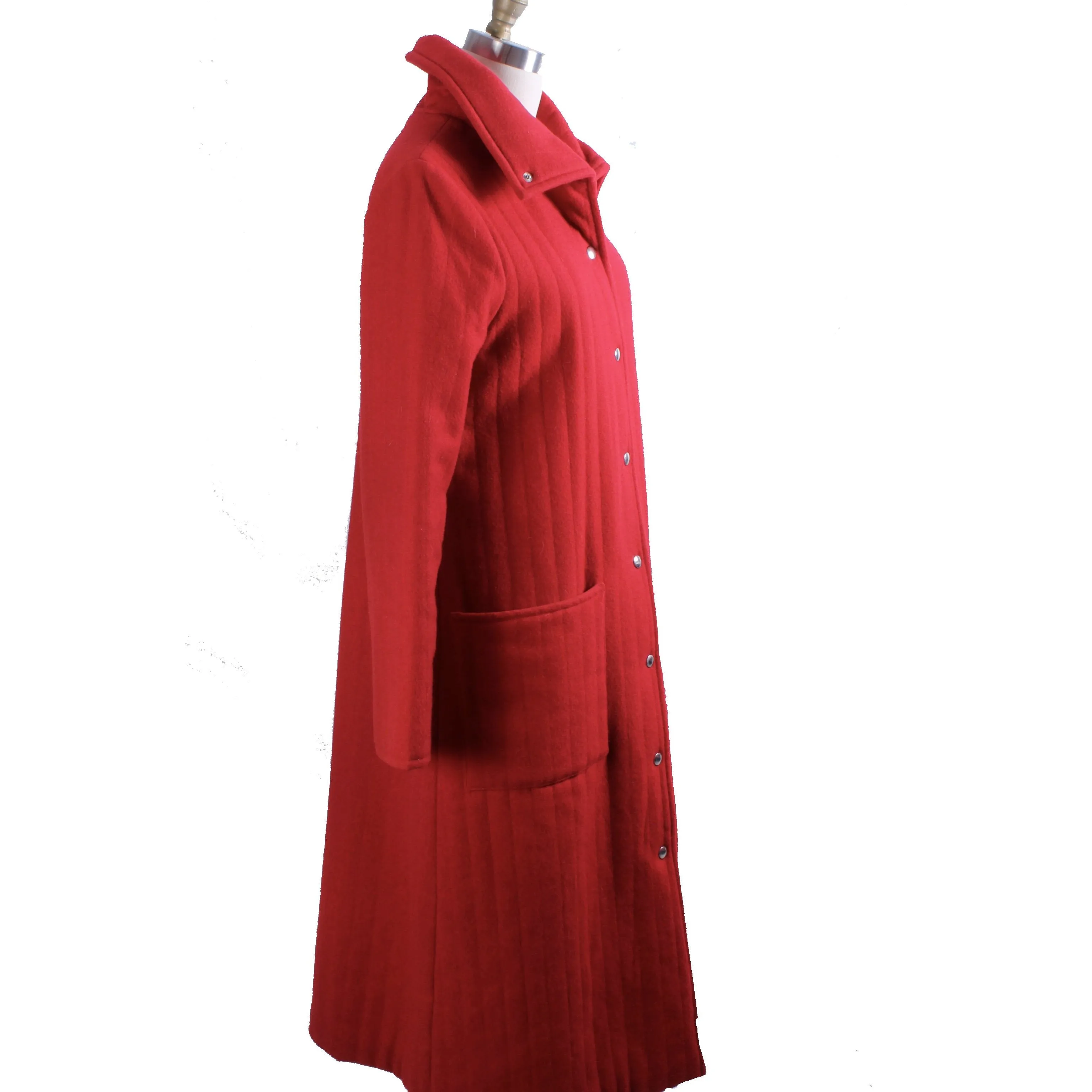 Vintage Vuokko Suomi Finland Coat Red Wool 1970s US Size 6-8 EU 38