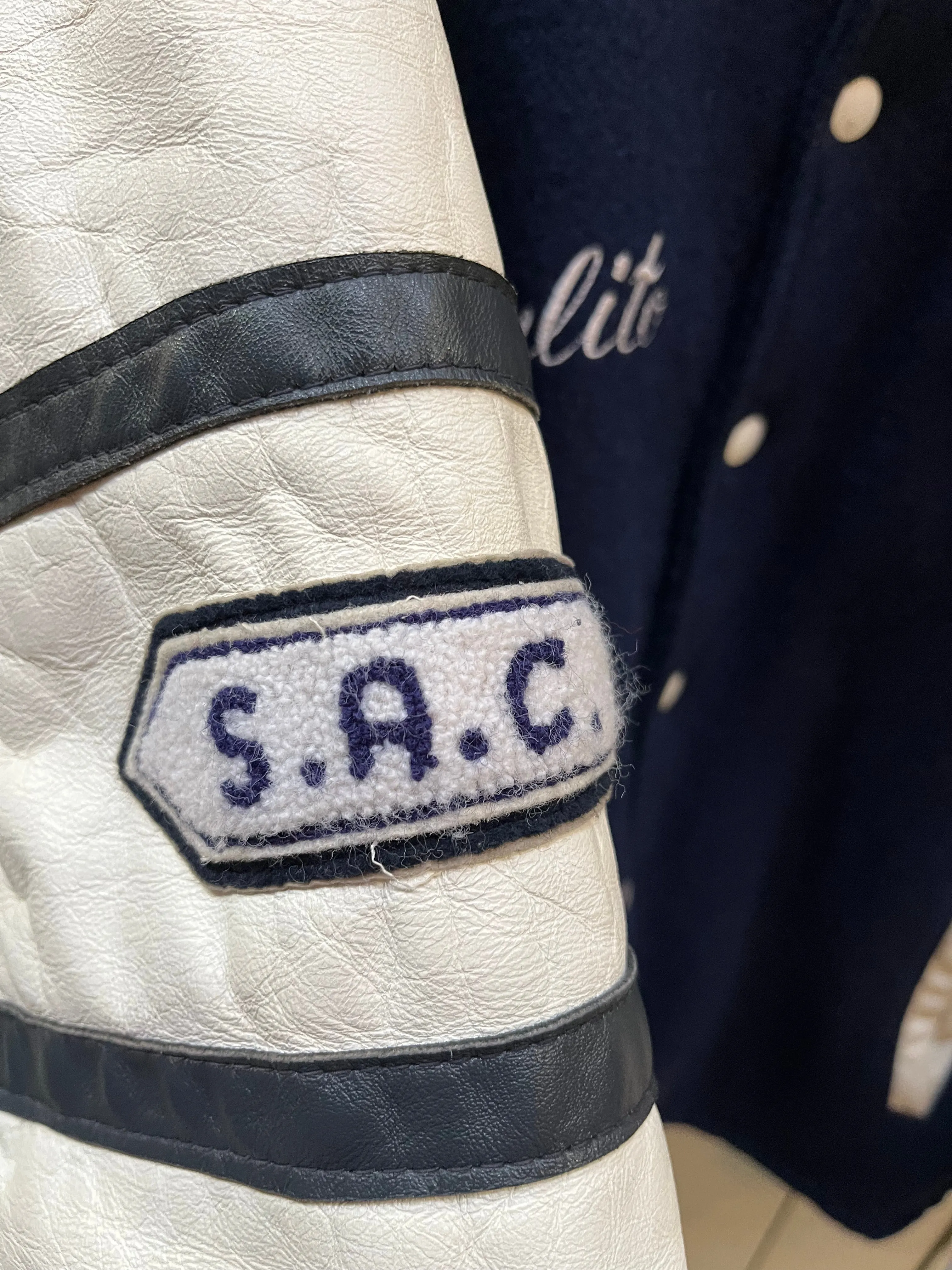 Vintage Wolverines White and Blue Varsity Jacket, Made in Canada, Size Large