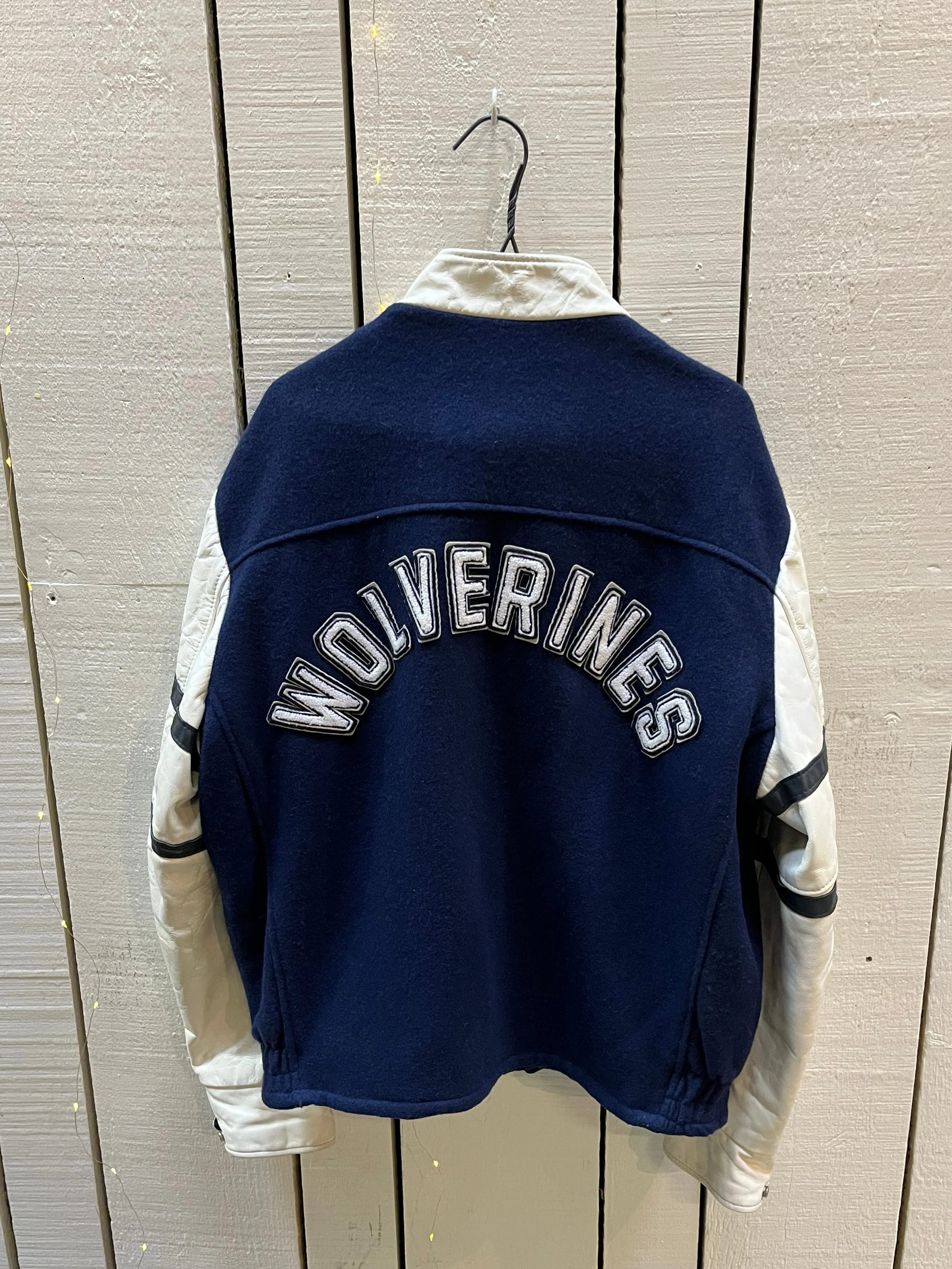 Vintage Wolverines White and Blue Varsity Jacket, Made in Canada, Size Large