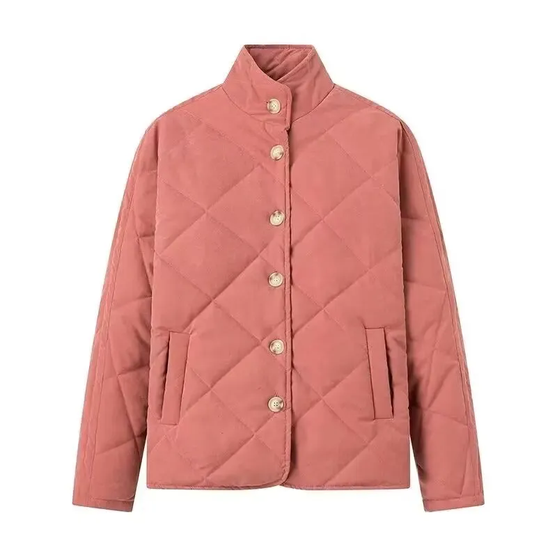 Wenkouban-Winter outfits Christmas Stand Collar Bat Sleeve Button Up Quilted Jacket