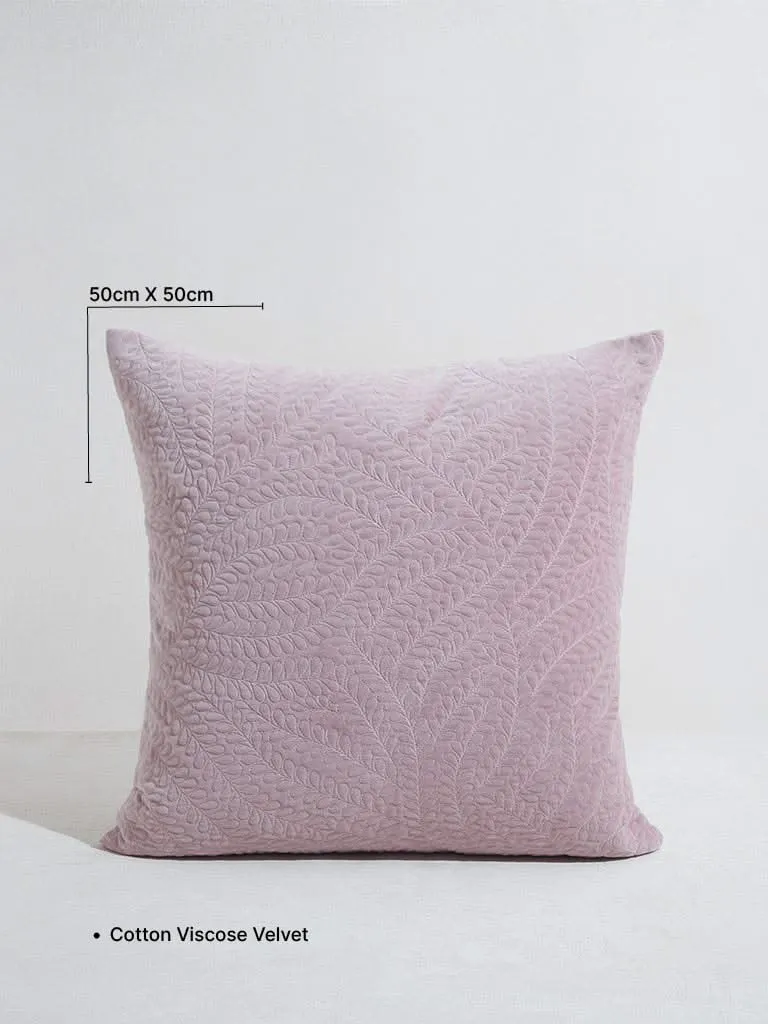 Westside Home Pink Leaf Quilted Cushion Cover