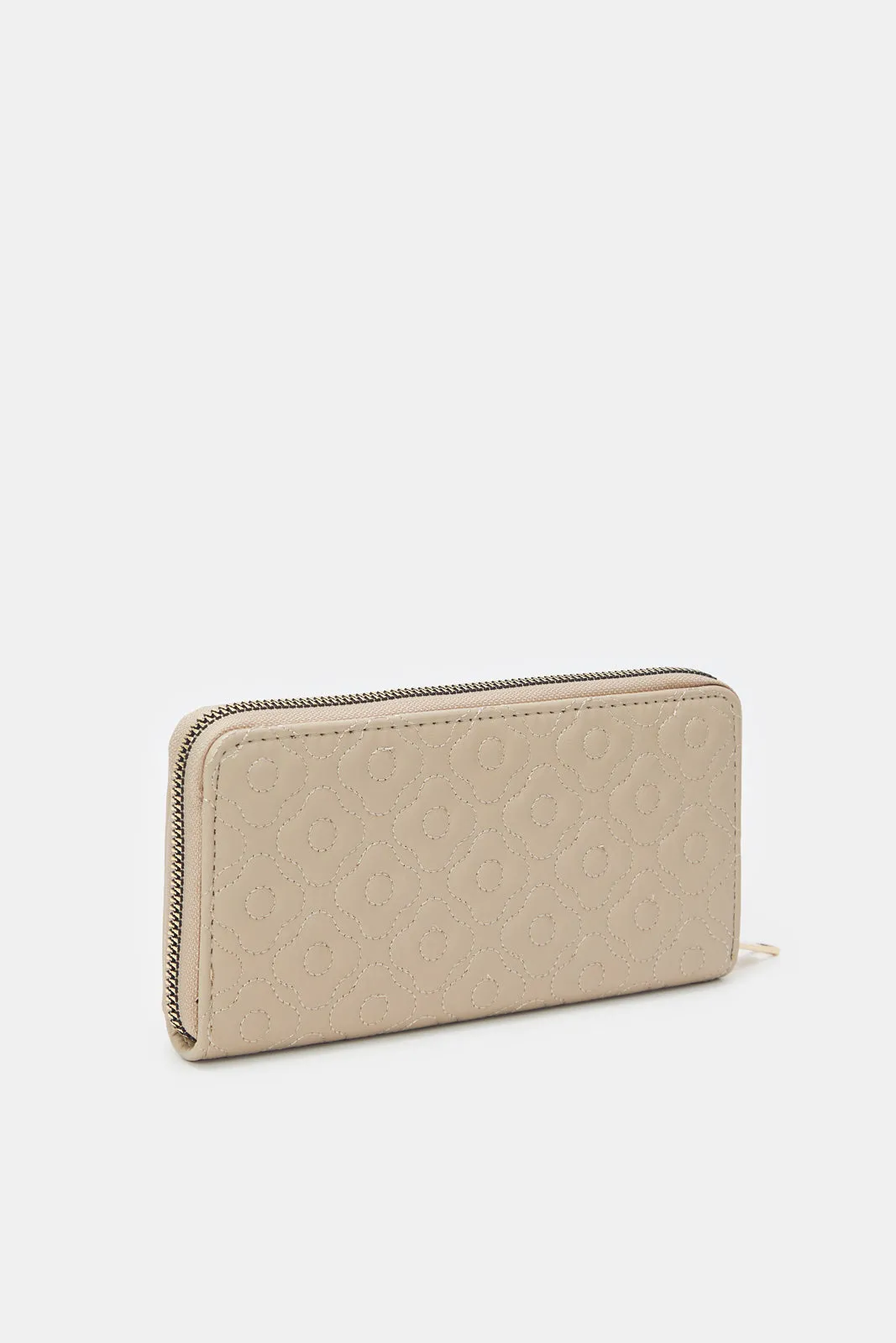 Women Beige Quilted Purse