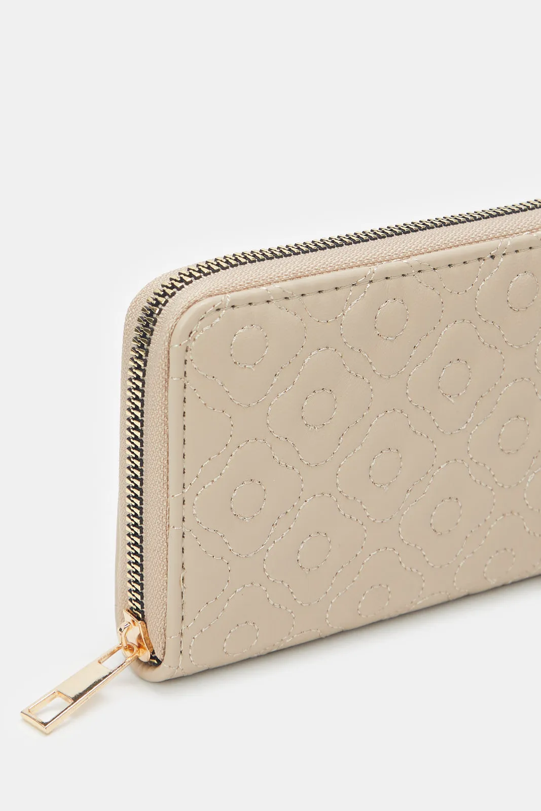 Women Beige Quilted Purse