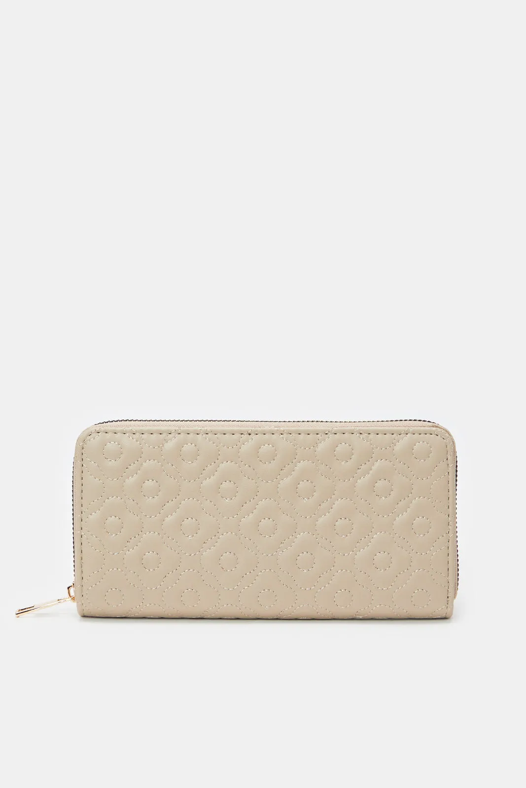 Women Beige Quilted Purse