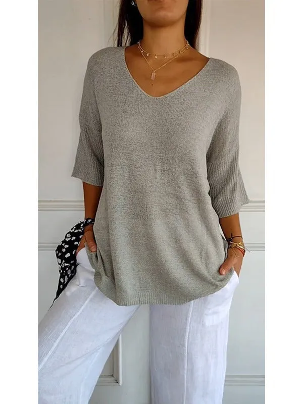 Women's Casual Basic Style Slimming Sleeve Solid Sweaters