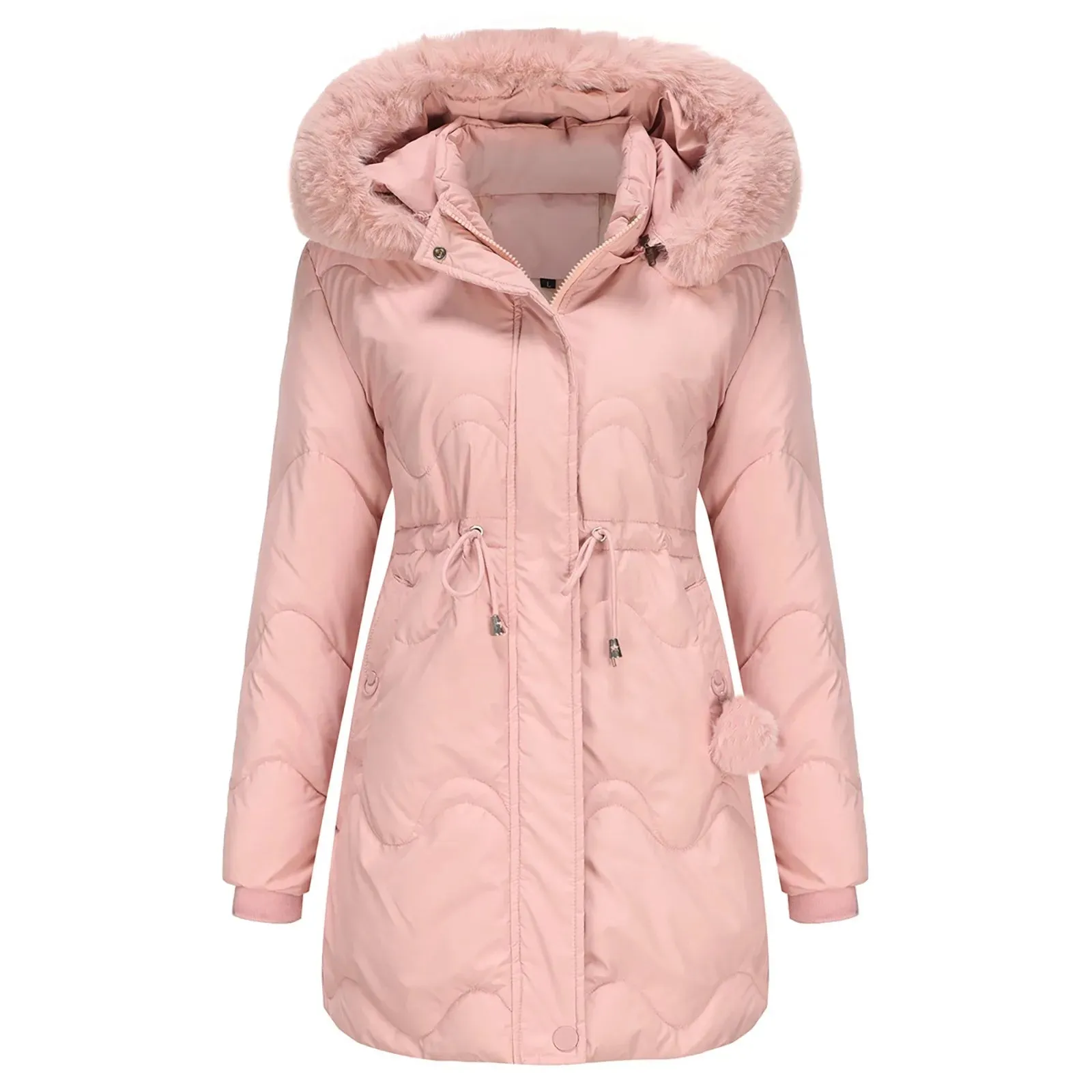 Women's Elegant Quilted Winter Coat with Zipper and Hood | Ideal for Autumn/Winter