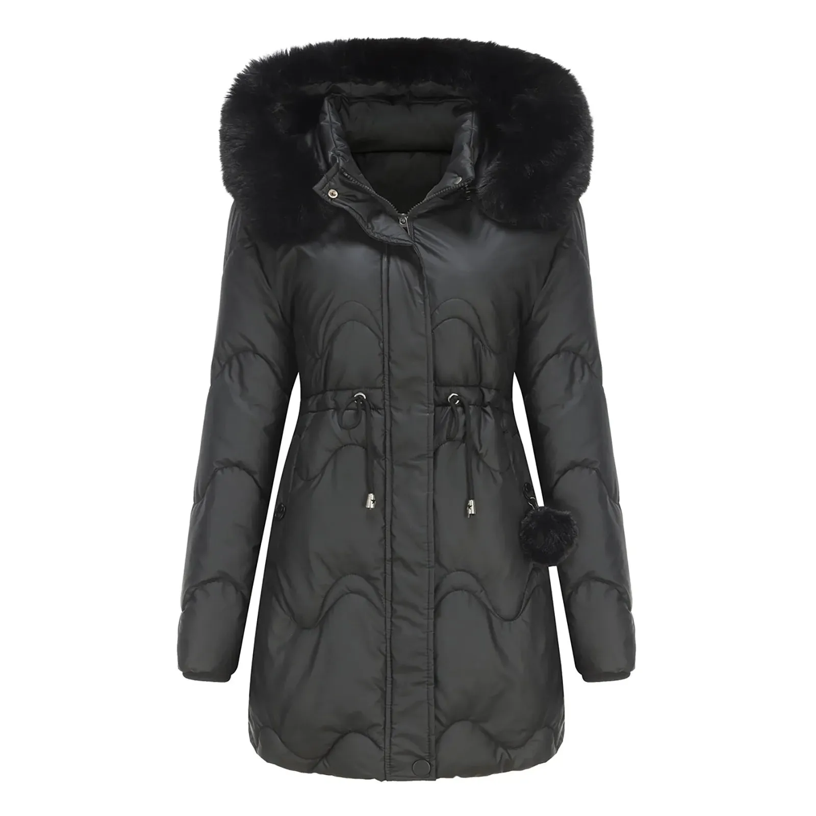 Women's Elegant Quilted Winter Coat with Zipper and Hood | Ideal for Autumn/Winter