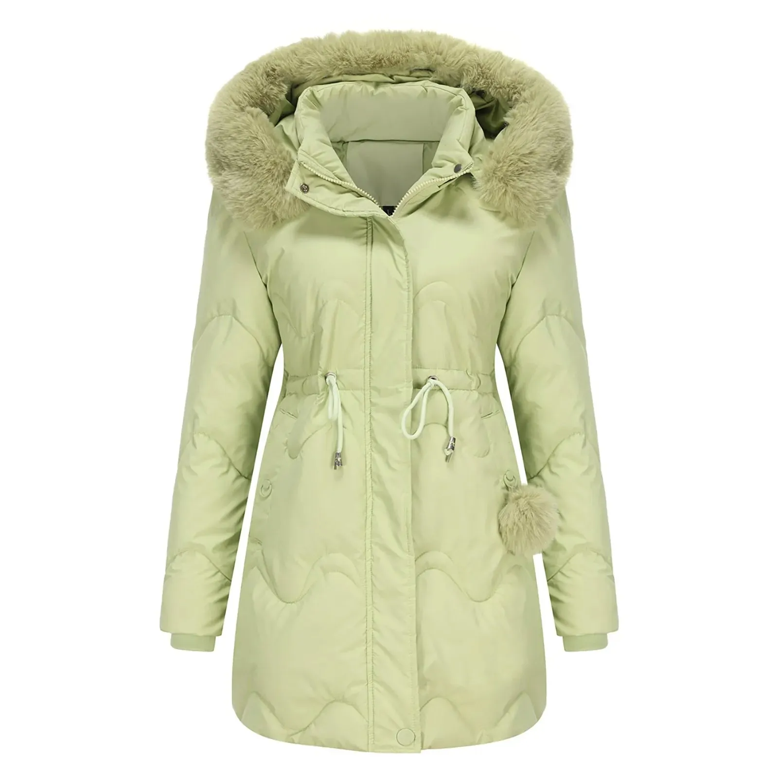 Women's Elegant Quilted Winter Coat with Zipper and Hood | Ideal for Autumn/Winter