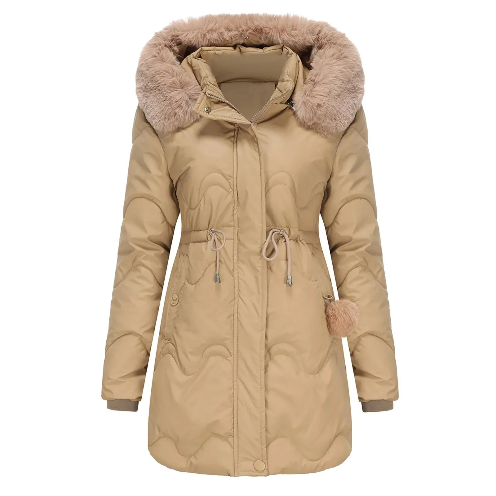 Women's Elegant Quilted Winter Coat with Zipper and Hood | Ideal for Autumn/Winter