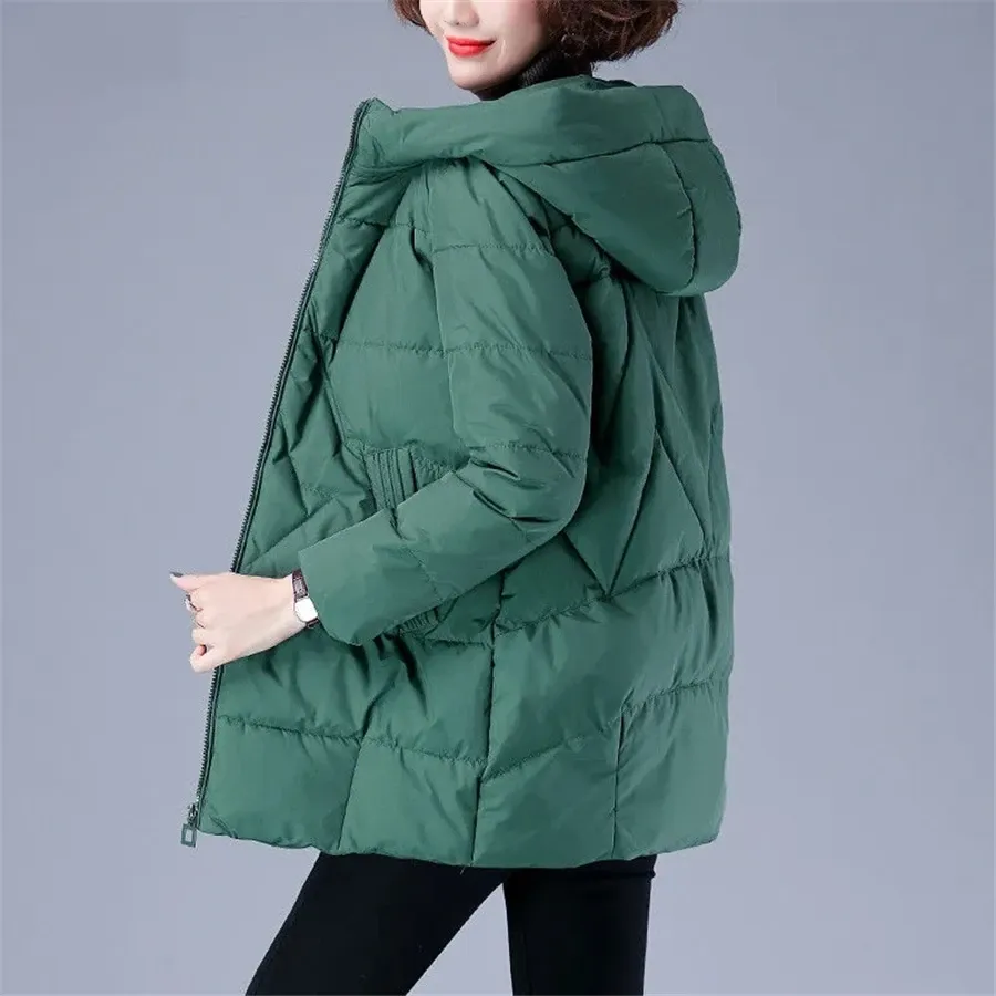 Women's Elegant Solid Colour Ribbed Quilted Coat with Zipper | Ideal for Autumn/Winter