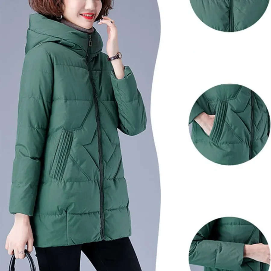 Women's Elegant Solid Colour Ribbed Quilted Coat with Zipper | Ideal for Autumn/Winter