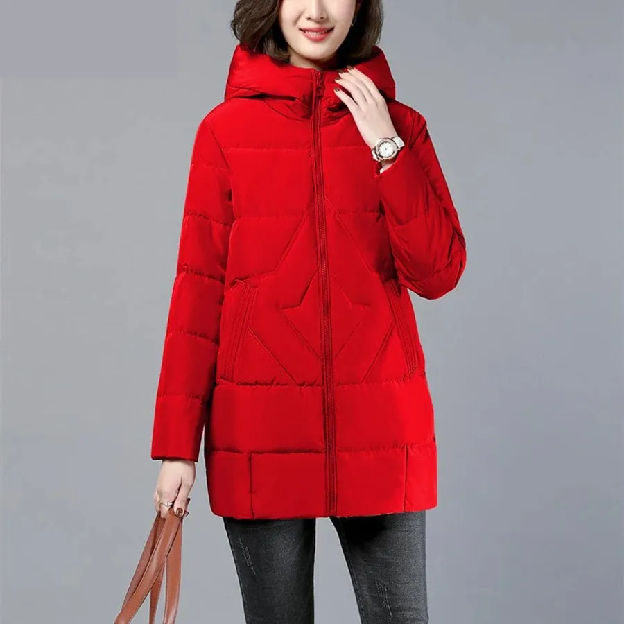 Women's Elegant Solid Colour Ribbed Quilted Coat with Zipper | Ideal for Autumn/Winter