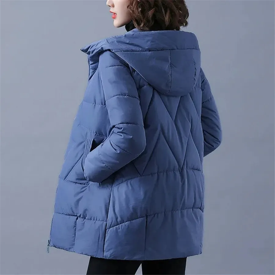 Women's Elegant Solid Colour Ribbed Quilted Coat with Zipper | Ideal for Autumn/Winter