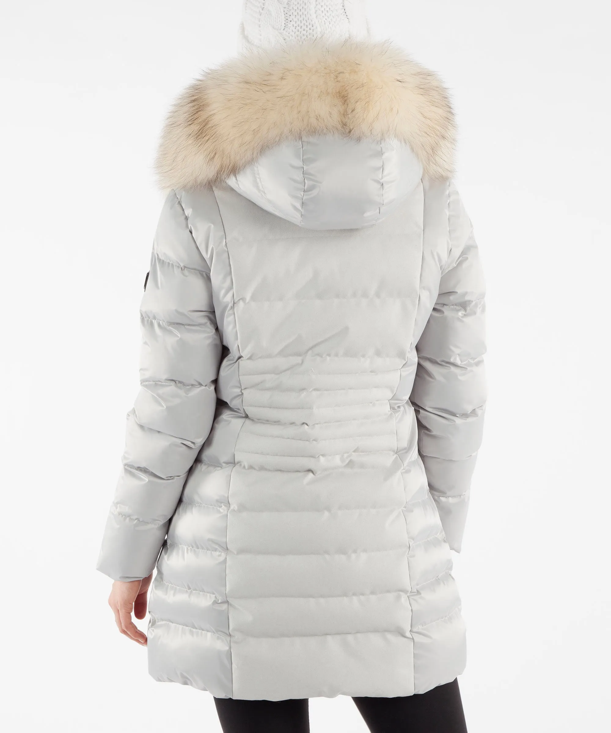 Women's Eva Waterproof Quilted 3/4 Coat With Removable Fur Ruff