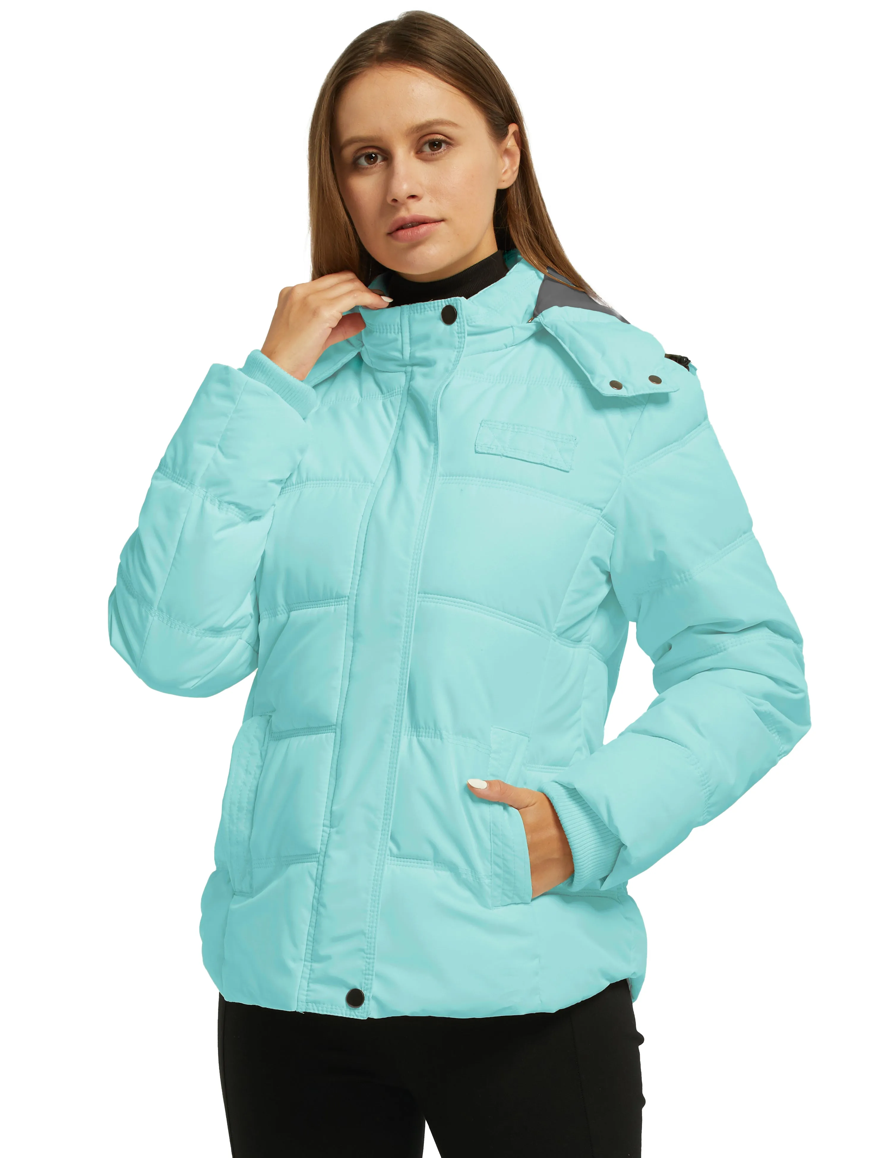 Women's Hooded Warm Winter Coat Quilted Thicken Puffer Jacket with Removable Hood