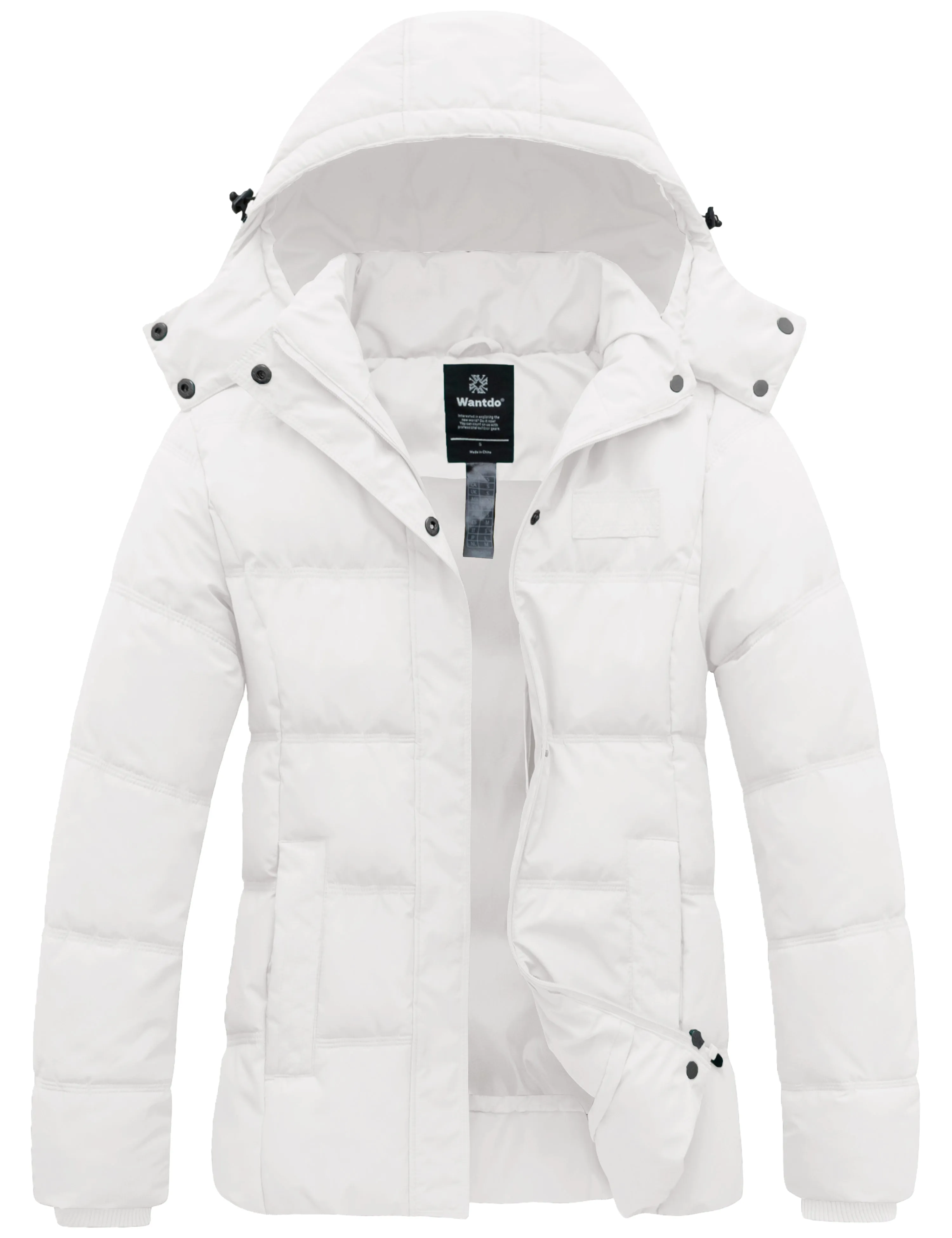 Women's Hooded Warm Winter Coat Quilted Thicken Puffer Jacket with Removable Hood