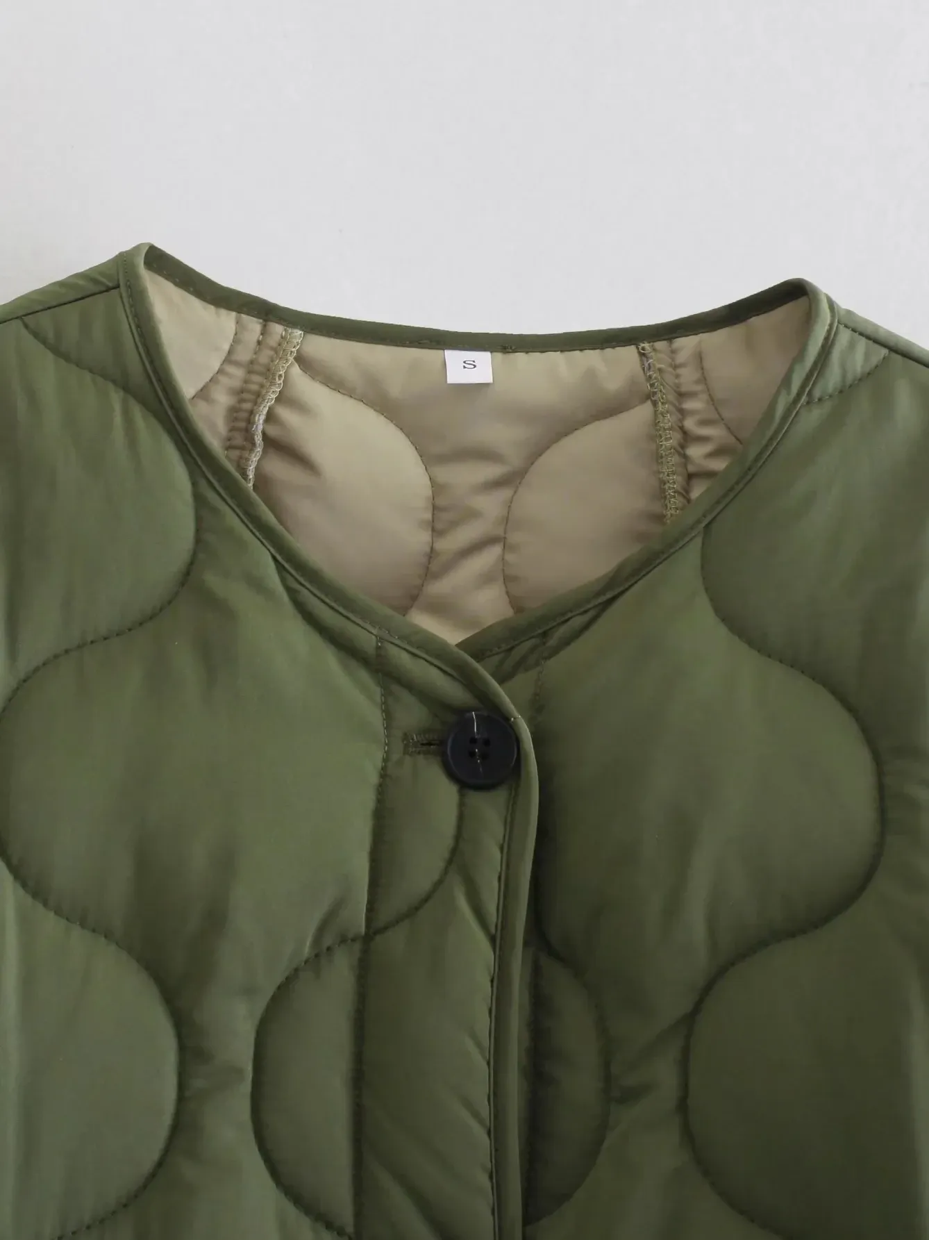 Women's Trendy Olive Green Oversized Quilted Coat | Ideal for Autumn/Winter