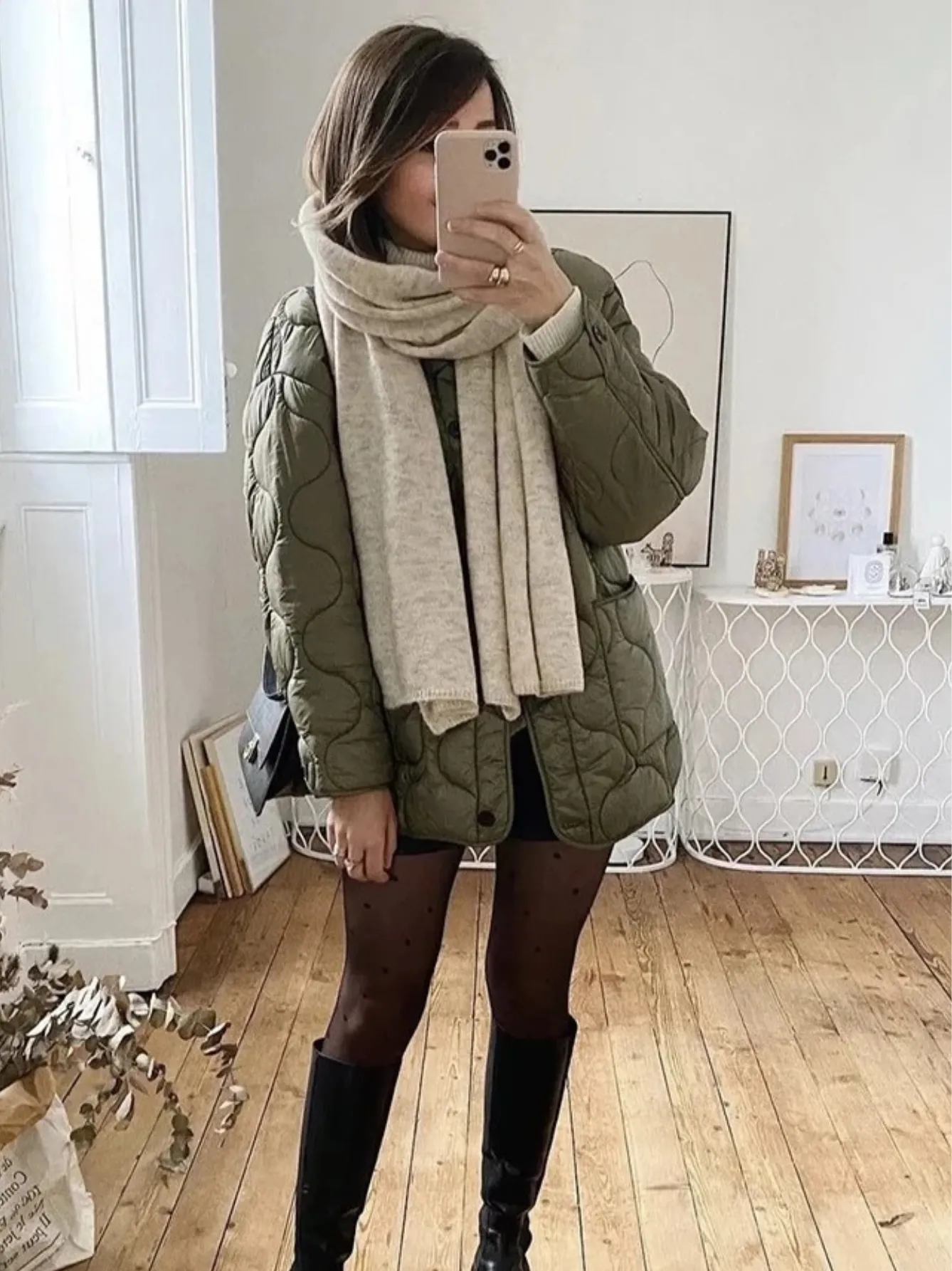 Women's Trendy Olive Green Oversized Quilted Coat | Ideal for Autumn/Winter