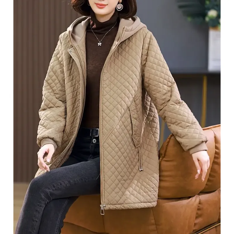 Women's Warm Fleece Lined Quilted Coat with Zipper | Ideal for Autumn/Winter