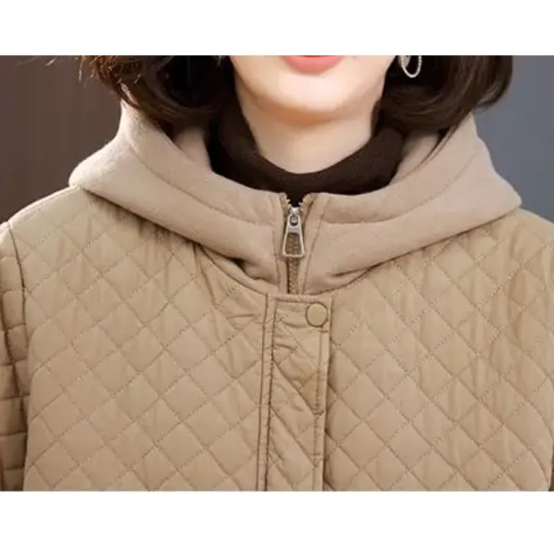 Women's Warm Fleece Lined Quilted Coat with Zipper | Ideal for Autumn/Winter