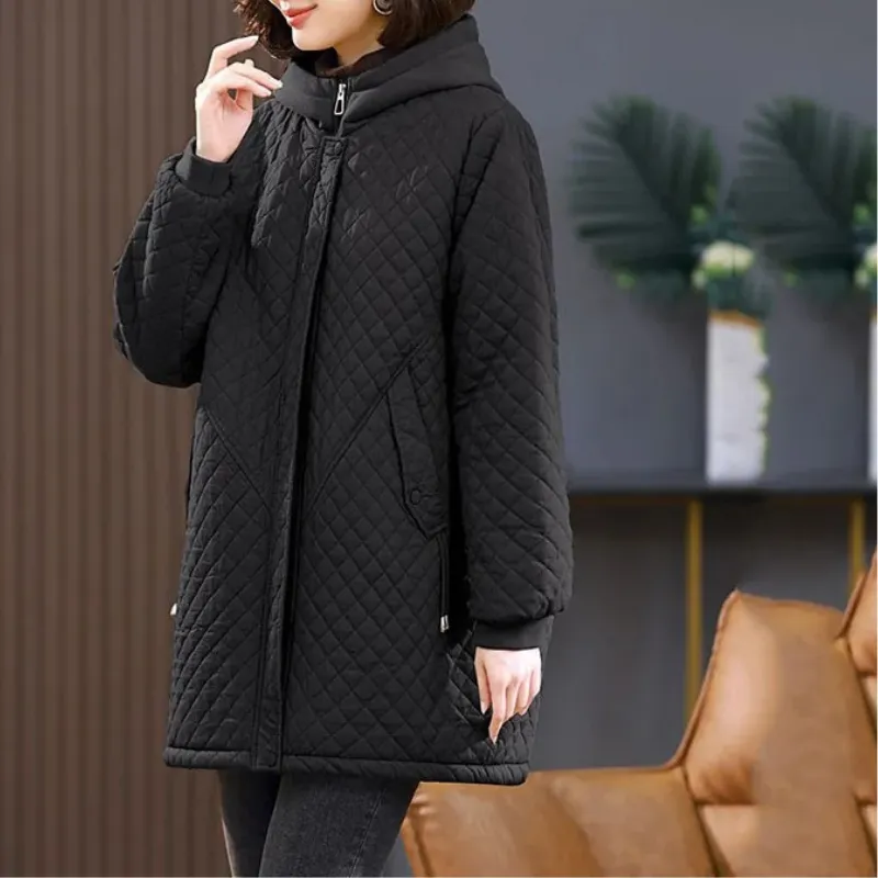 Women's Warm Fleece Lined Quilted Coat with Zipper | Ideal for Autumn/Winter